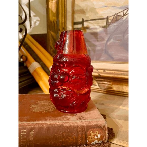Vintage Fenton Ruby Red Santa Fairy Lamp – Amberina Cadmium Glass – Two-Piece Vo - Picture 4 of 5
